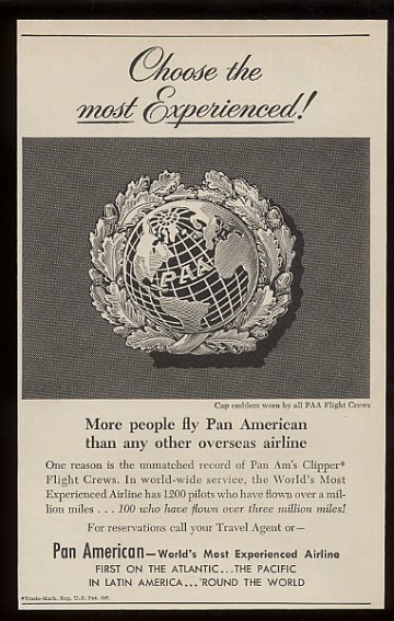 1955 An ad promoting the experience of Pan American crews.